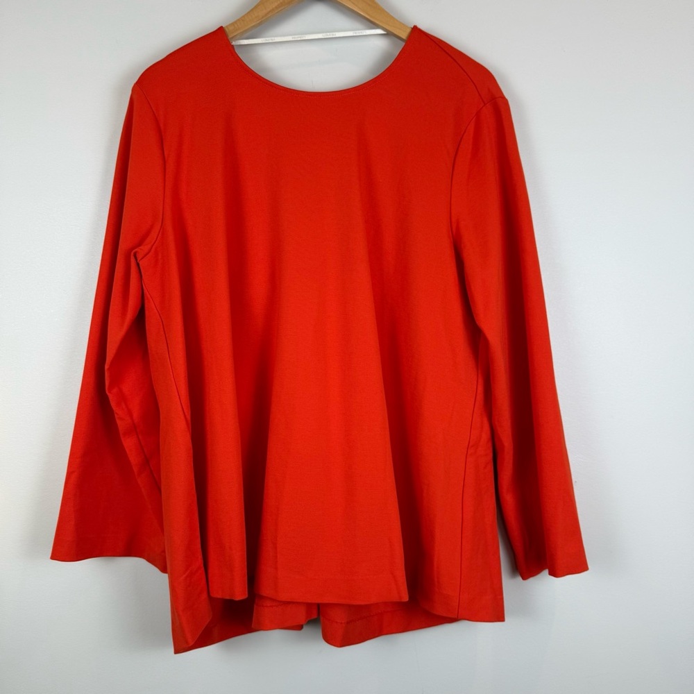 Meimeij Top‎ Women's 44 M Red Stretch Long Sleeve Twisted-Back Blouse Modern NWT